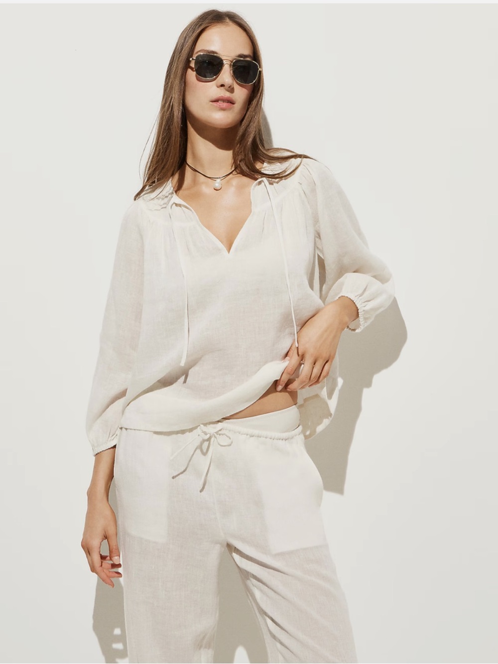 J Crew Long-sleeve tunic top in Hampton linen-blend NWT